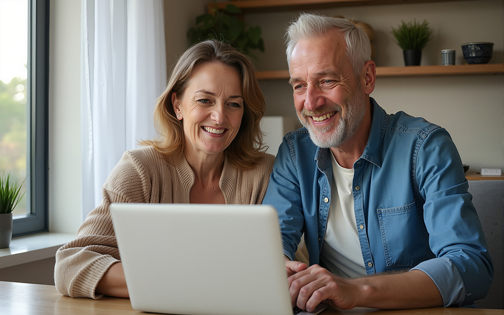 reverse mortgage application by happy couple